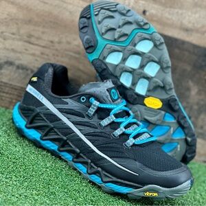 Merrell All Out Peak‎ Black Algiers Blue Trail Shoes Size 8.5 Women’s (J04450)